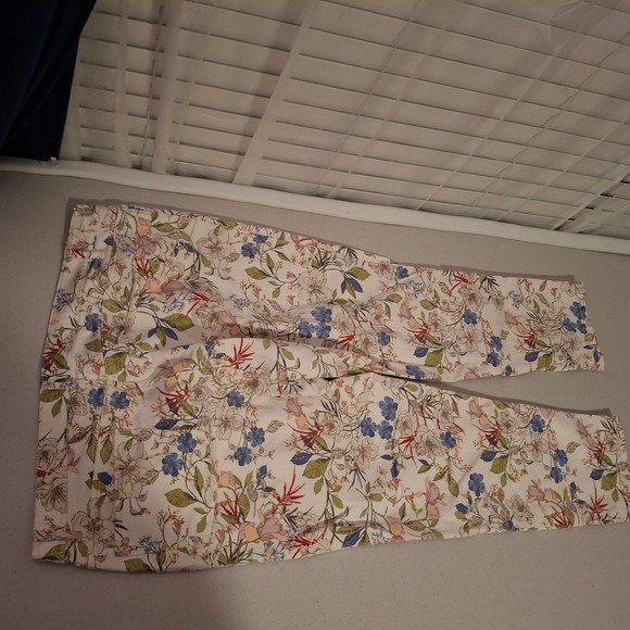 J Jill Authentic‎ Fit Slim Ankle Pants Womens Size 18 Floral Cotton Blend - Picture 2 of 10